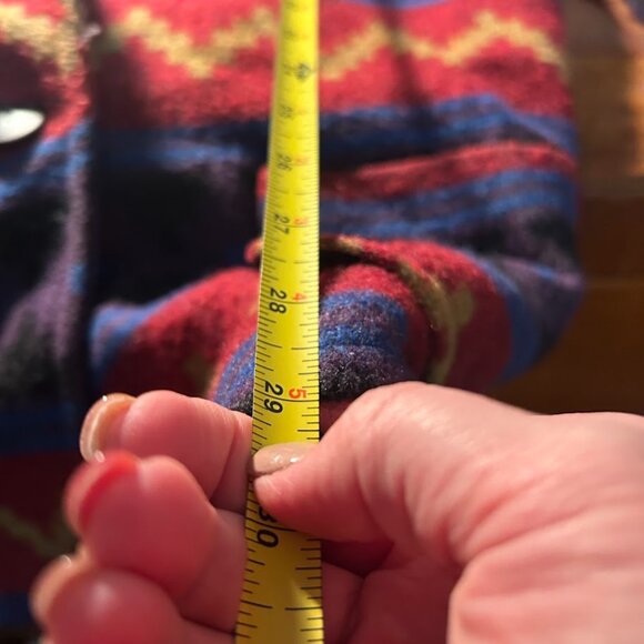 KARIZMA VTG 80s 90s USA Wool Aztec Navajo Blanket Jacket Southwestern Coat 10 L - Picture 9 of 10